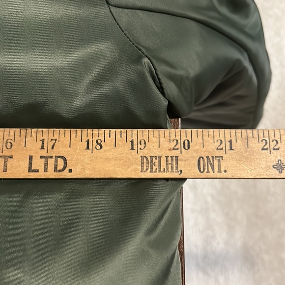 S13 New York army green pink faux fur collar puffer coat jacket - Picture 16 of 16